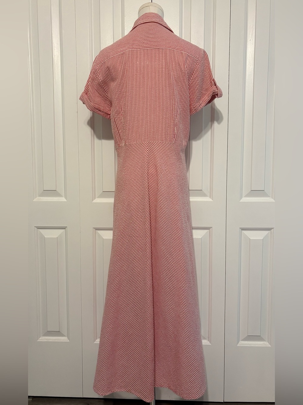 JG HOOK, Red and White Striped Button-Front Maxi Dress, Size 10 - Picture 3 of 4